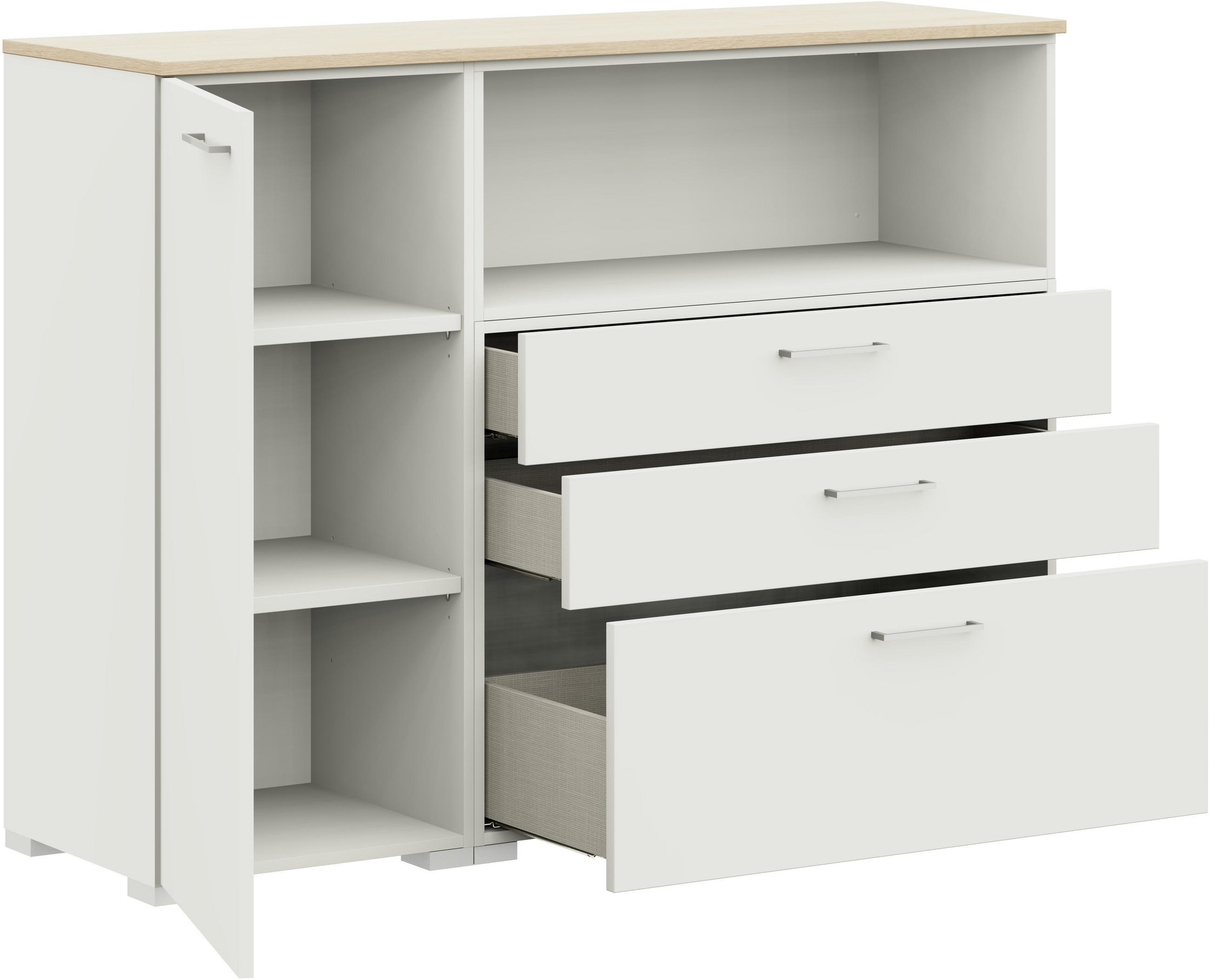 SIDEBOARD  in 150/108/41,9 cm  - Edelstahlfarben/Eichefarben, Design, Holzwerkstoff/Metall (150/108/41,9cm) - Cantus