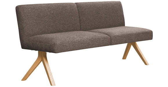 SITZBANK 160/85/69 cm Webstoff Braun Eiche vollmassiv  - Eichefarben/Braun, KONVENTIONELL, Holz/Textil (160/85/69cm) - Linea Natura