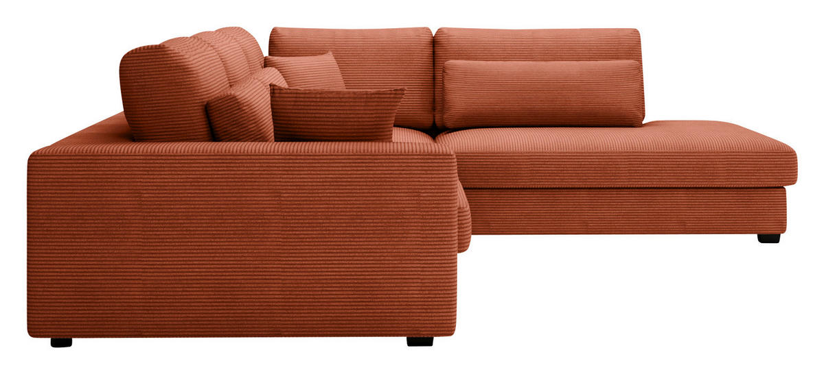 ECKSOFA in Cord Terracotta  - Terracotta/Schwarz, Konventionell, Kunststoff/Textil (314/250cm) - Carryhome