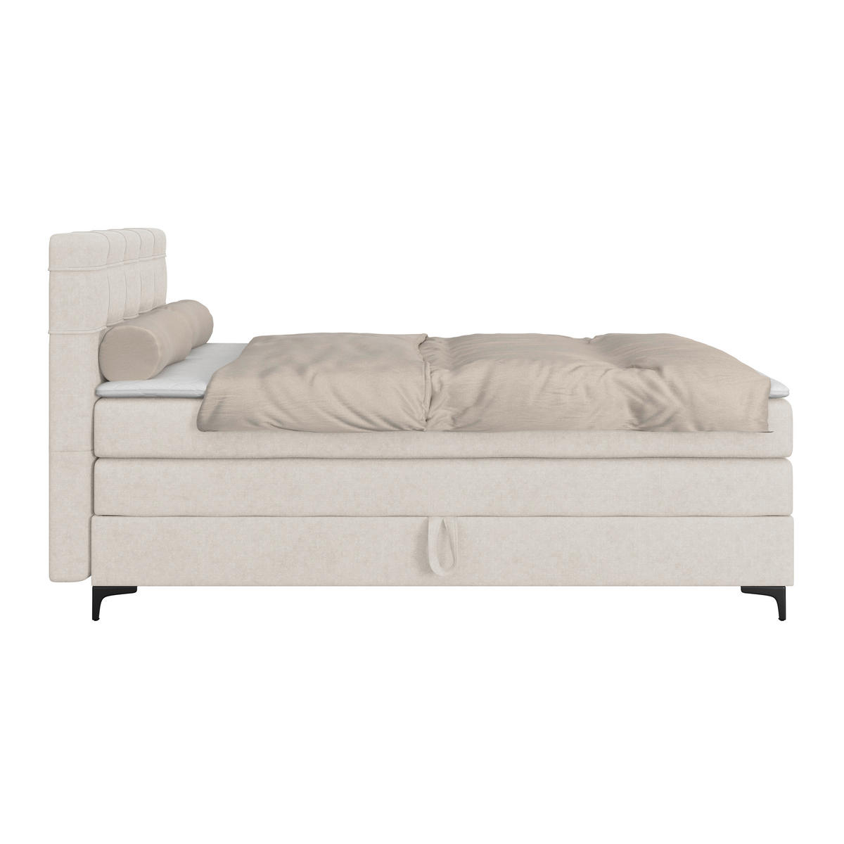BOXSPRINGBETT 140/200 cm,  in Creme, H3 = fest  - Creme/Schwarz, KONVENTIONELL, Kunststoff/Textil (140/200cm)