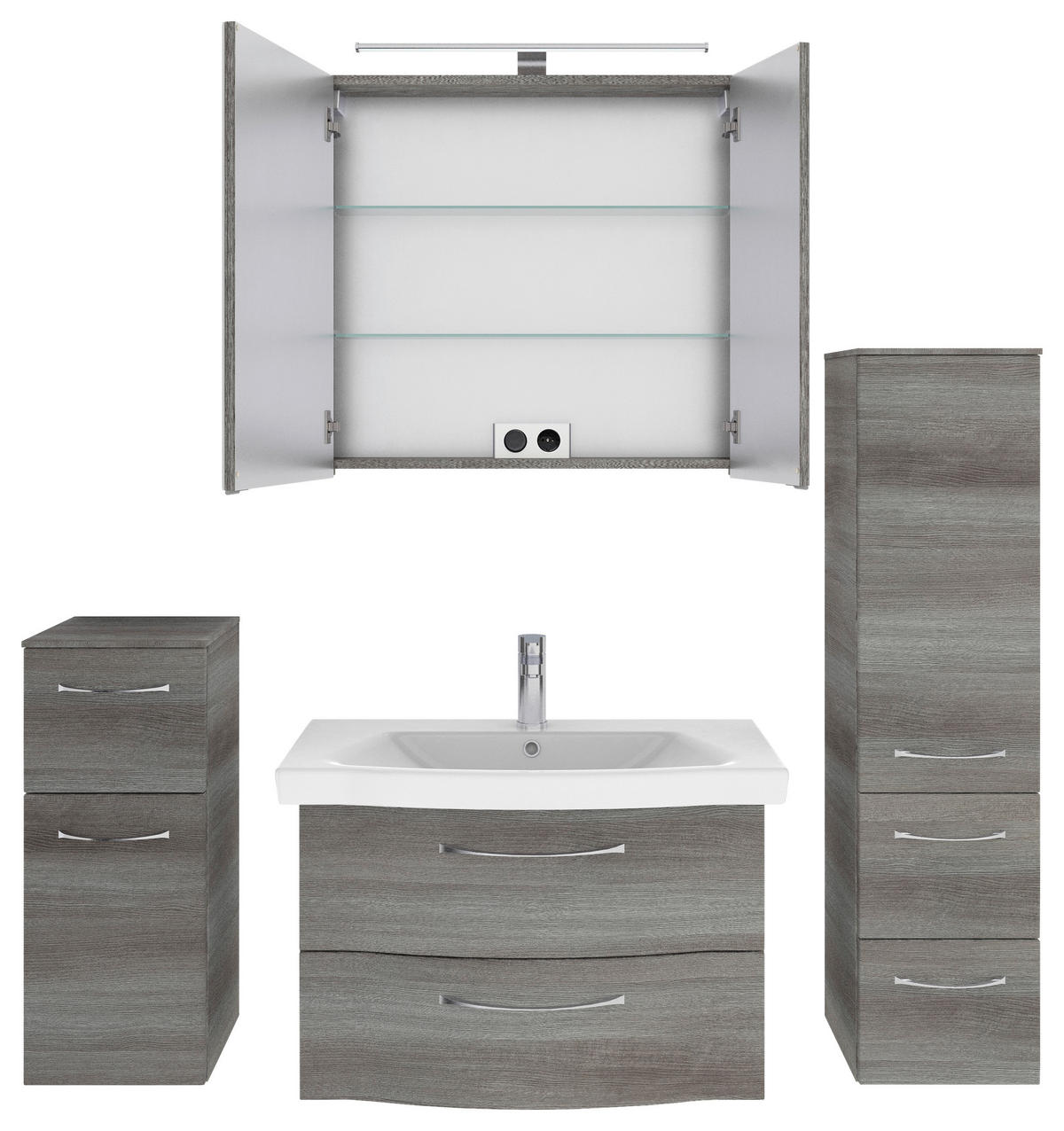 BADEZIMMER 5-teilig  in 142 cm  - Chromfarben/Graphitfarben, KONVENTIONELL, Glas/Keramik (142cm) - Pelipal