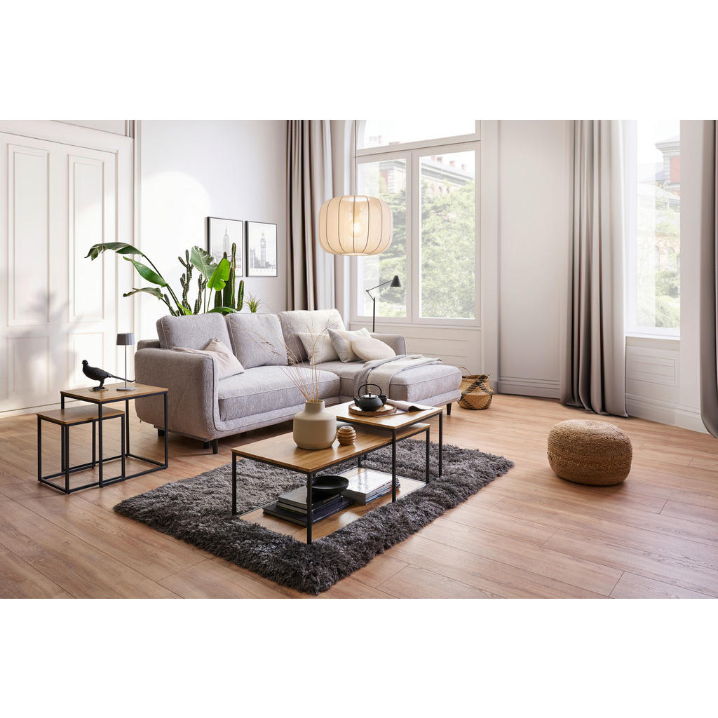 Thumbnail - Carryhome Ecksofa, Hellgrau, Textil, Buche, massiv, 3-Sitzer, Füllung: Schaumstoffflocken, Ottomane rechts, L-Form, 247x...