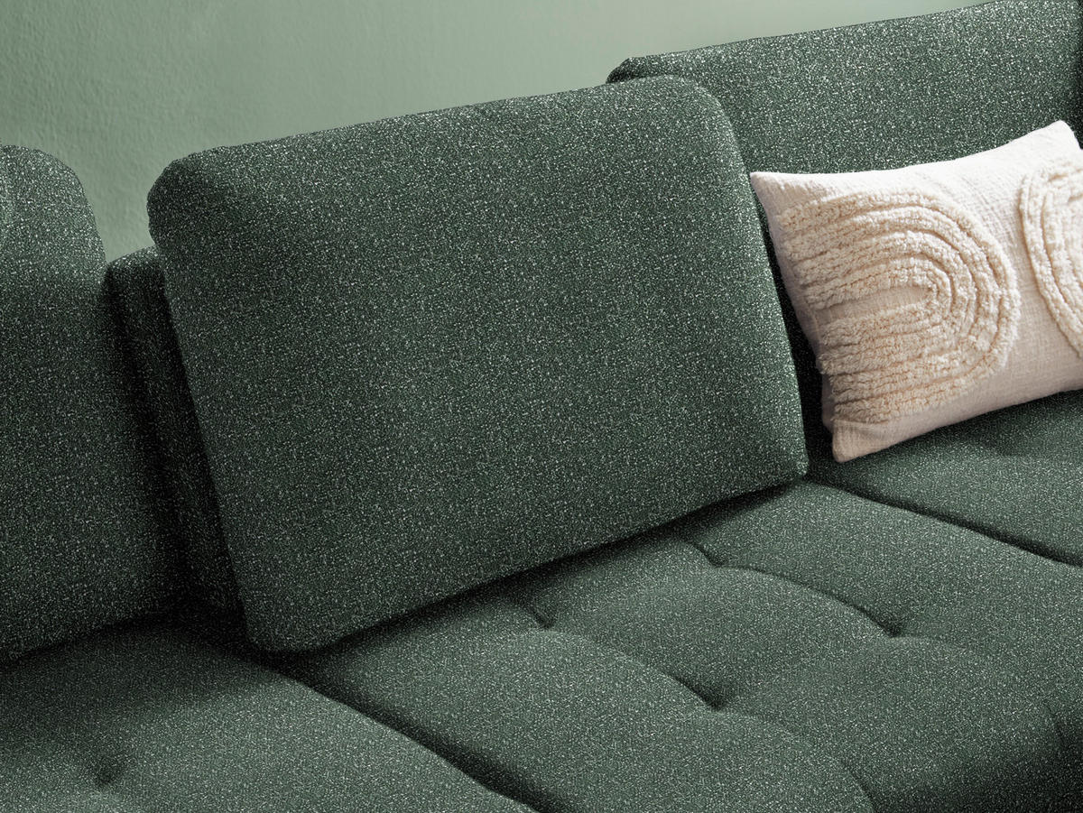 ECKSOFA in Bouclé Grün  - Schwarz/Grün, Natur, Textil/Metall (288/233cm) - Valnatura