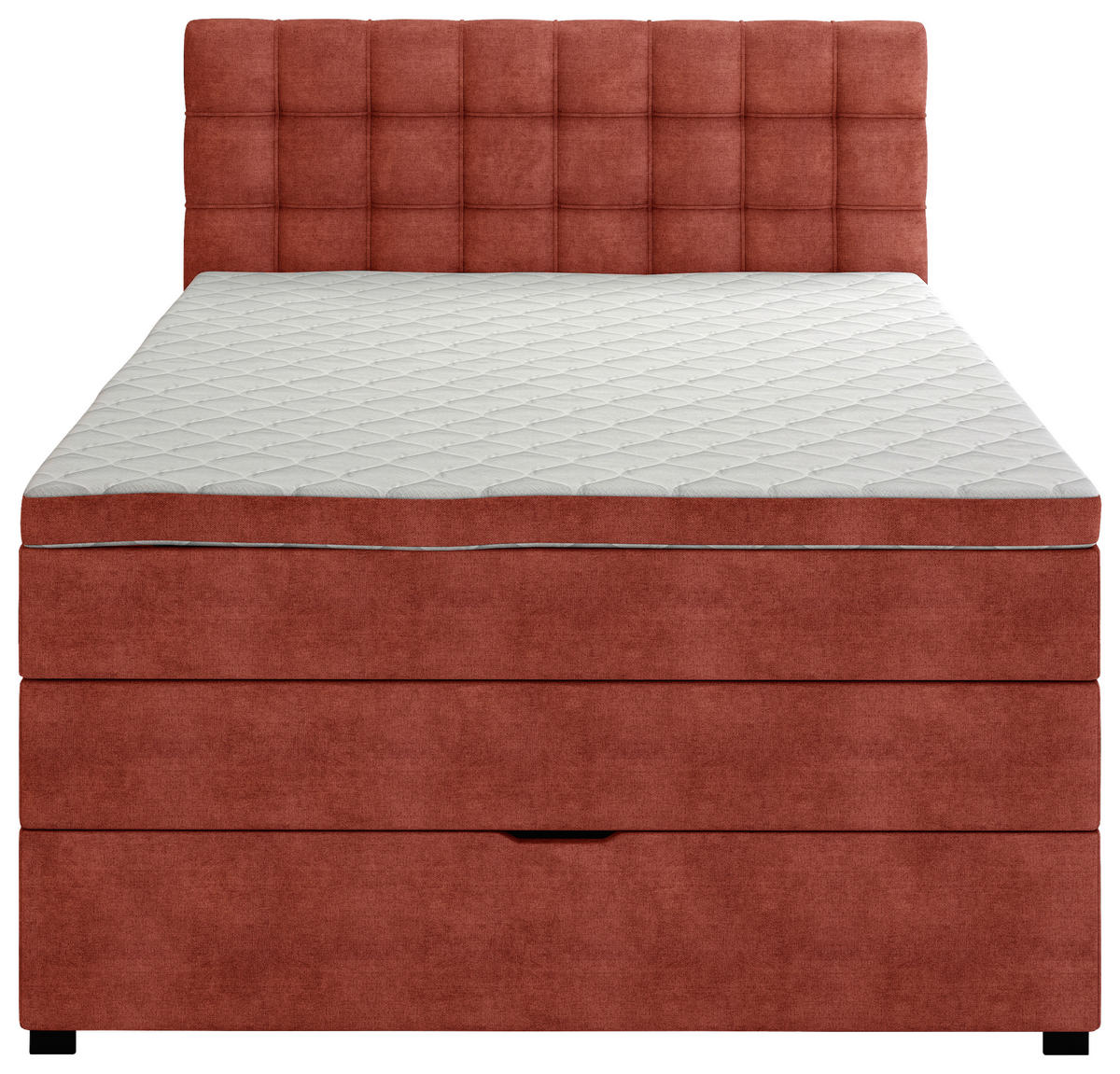 BOXSPRINGBETT 140/200 cm,  in Rot, Matratze, Bettkasten, Topper, H3 = fest  - Rot/Schwarz, KONVENTIONELL, Kunststoff/Textil (140/200cm) - Boxxx