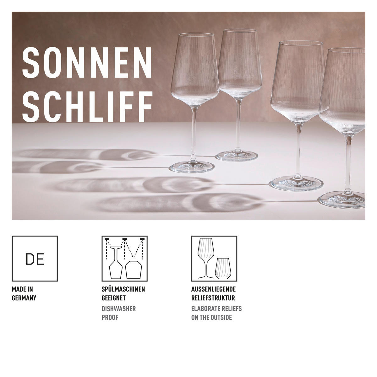 GLÄSERSET Sonnenschliff 12-teilig  - Klar, Design, Glas (9,3/22,5/9,3cm) - Ritzenhoff
