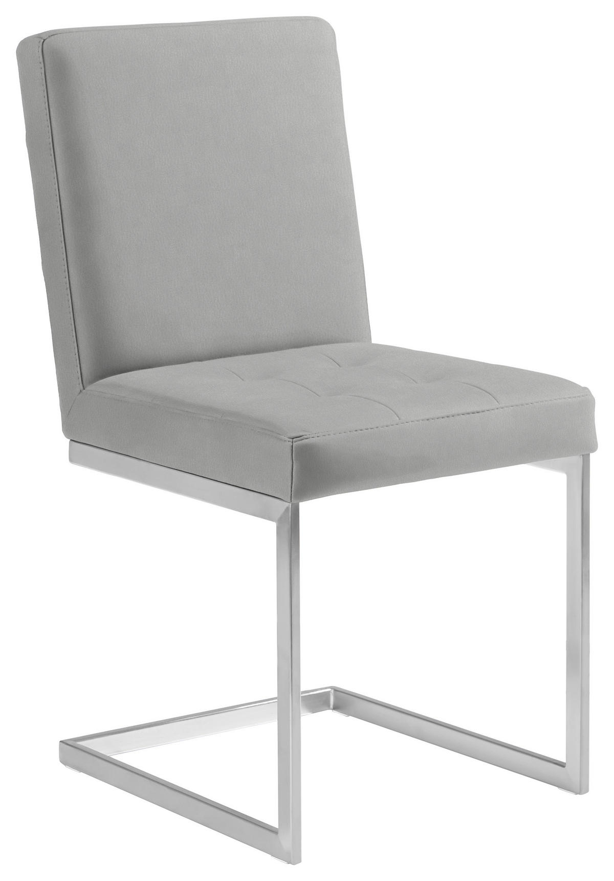 SCHWINGSTUHL  in Stahl Mikrofaser  - Edelstahlfarben/Hellgrau, Design, Textil/Metall (45/91/58cm) - Moderano