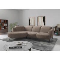 ECKSOFA in Chenille Cappuccino  199/309 cm  - Schwarz/Cappuccino, KONVENTIONELL, Textil/Metall (199/309cm) - Sit & More