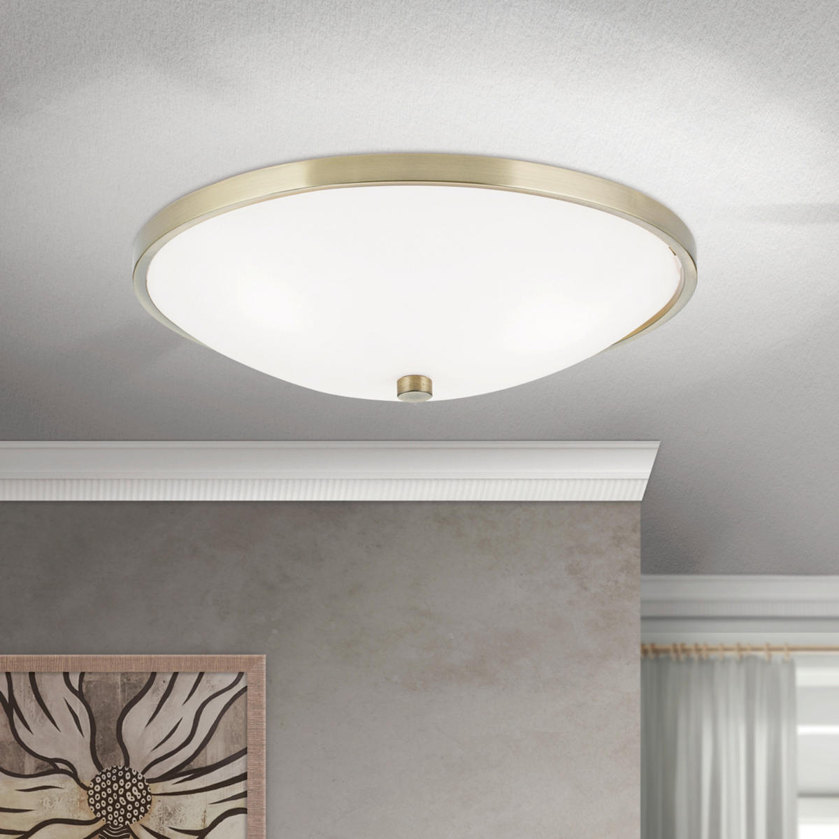 DECKENLEUCHTE Aida 39,5/12,5 cm   - Bronzefarben, KONVENTIONELL, Glas/Metall (39,5/12,5cm)