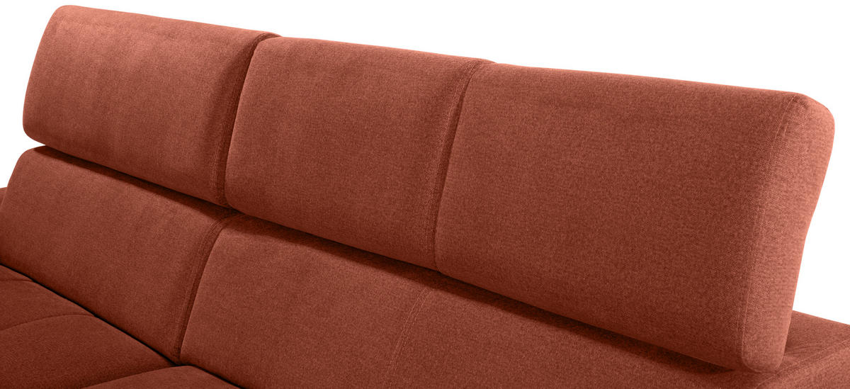 ECKSOFA in Velours Rostfarben  - Rostfarben/Silberfarben, Design, Holz/Textil (183/292cm) - Livetastic