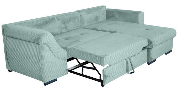 ECKSOFA Salbeigrün Cord  - Salbeigrün/Schwarz, KONVENTIONELL, Textil/Metall (258/168cm) - Carryhome