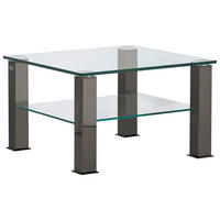 COUCHTISCH in Metall, Glas 75/75/42,5 cm  - Grau, Design, Glas/Kunststoff (75/75/42,5cm)