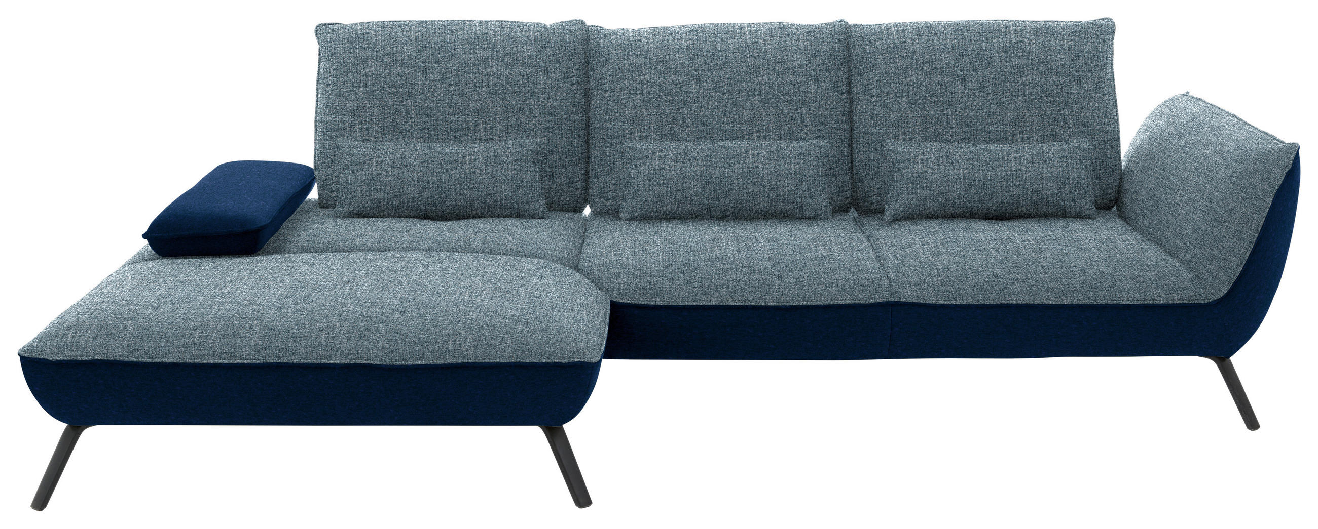 ECKSOFA Flachgewebe Blau  - Blau/Schwarz, Design, Textil/Metall (191/301cm) - Moderano