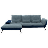 ECKSOFA  in Flachgewebe Blau  191/301 cm  - Blau/Schwarz, Design, Textil/Metall (191/301cm) - Moderano