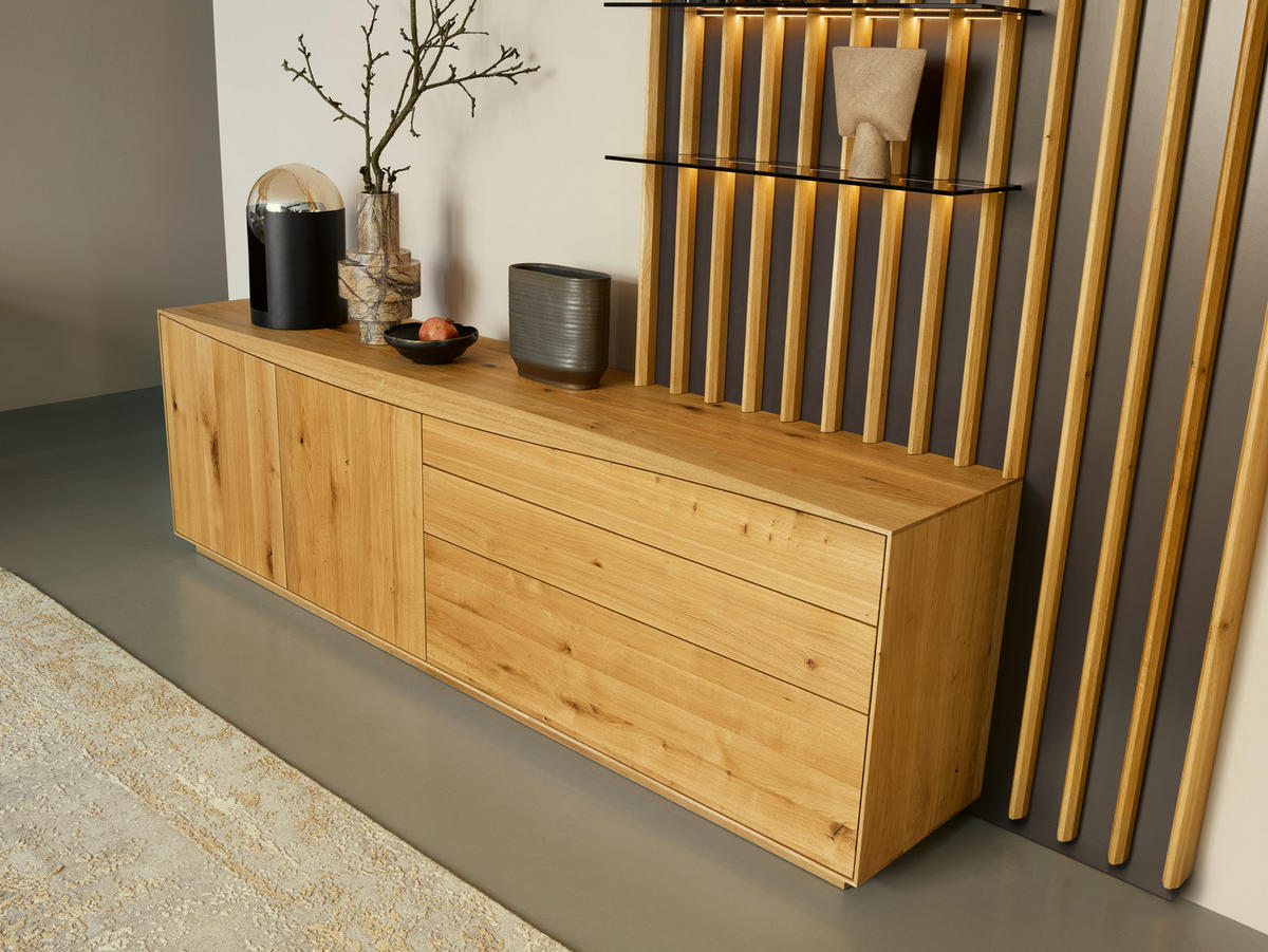 WOHNWAND  in Grau, Eichefarben  276,2/250/46 cm  - Eichefarben/Grau, Design, Holz (276,2/250/46cm) - Anrei