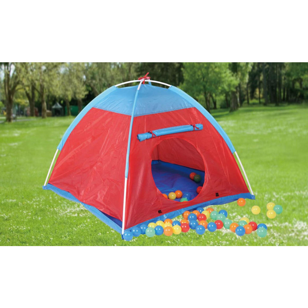 Spielzelt Metall/Textil Mit 100 Spielbällen Rot/Blau