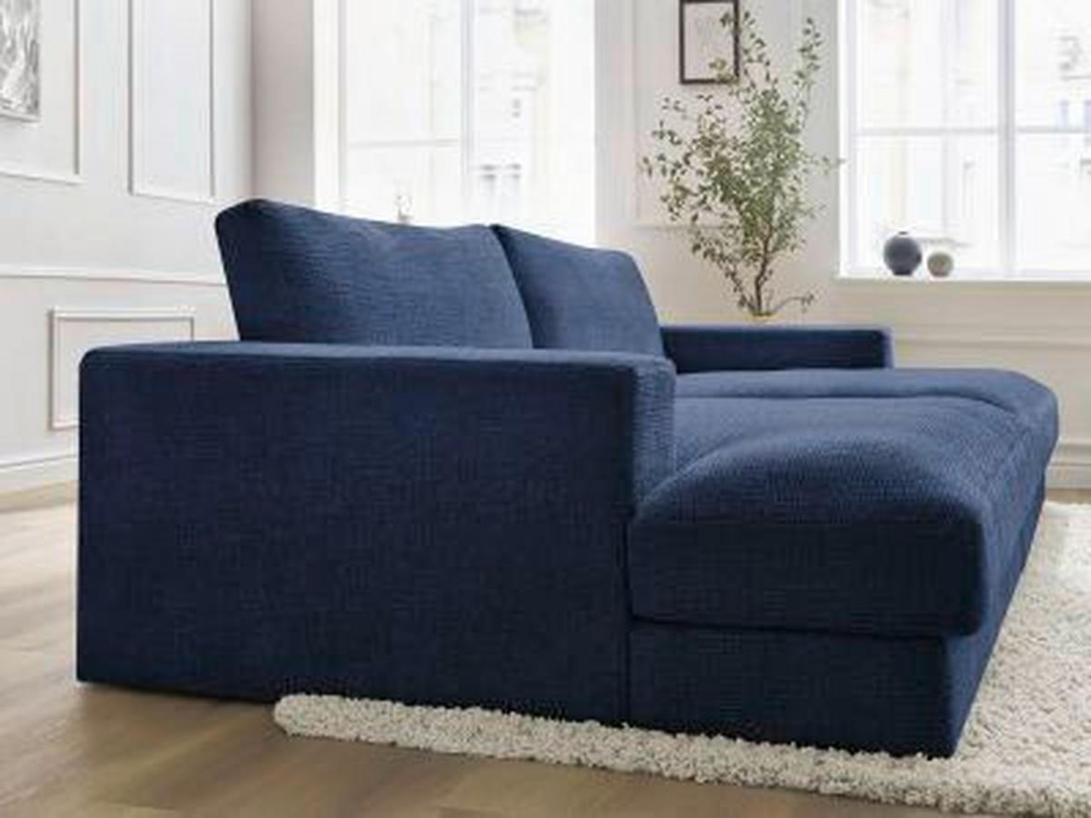 BIGSOFA LEONARD Struktur Dunkelblau  - Schwarz/Dunkelblau, MODERN, Kunststoff/Textil (274/77/159cm)