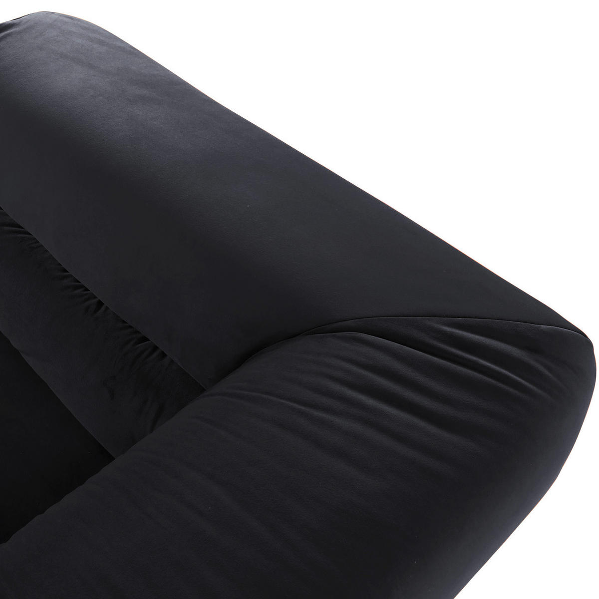 BIGSOFA Samt Schwarz  - Schwarz, KONVENTIONELL, Kunststoff/Textil (240/73/100cm) - Carryhome