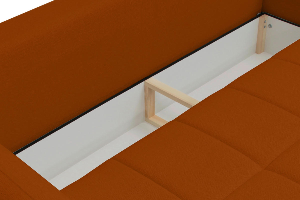 SCHLAFSOFA  mit Stoffauswahl, Schlafen auf Sitzhöhe, Rücken echt, Armteil links, Armteil rechts Orange  - Schwarz/Orange, Design, Holz/Textil (245/90/117cm) - MID.YOU