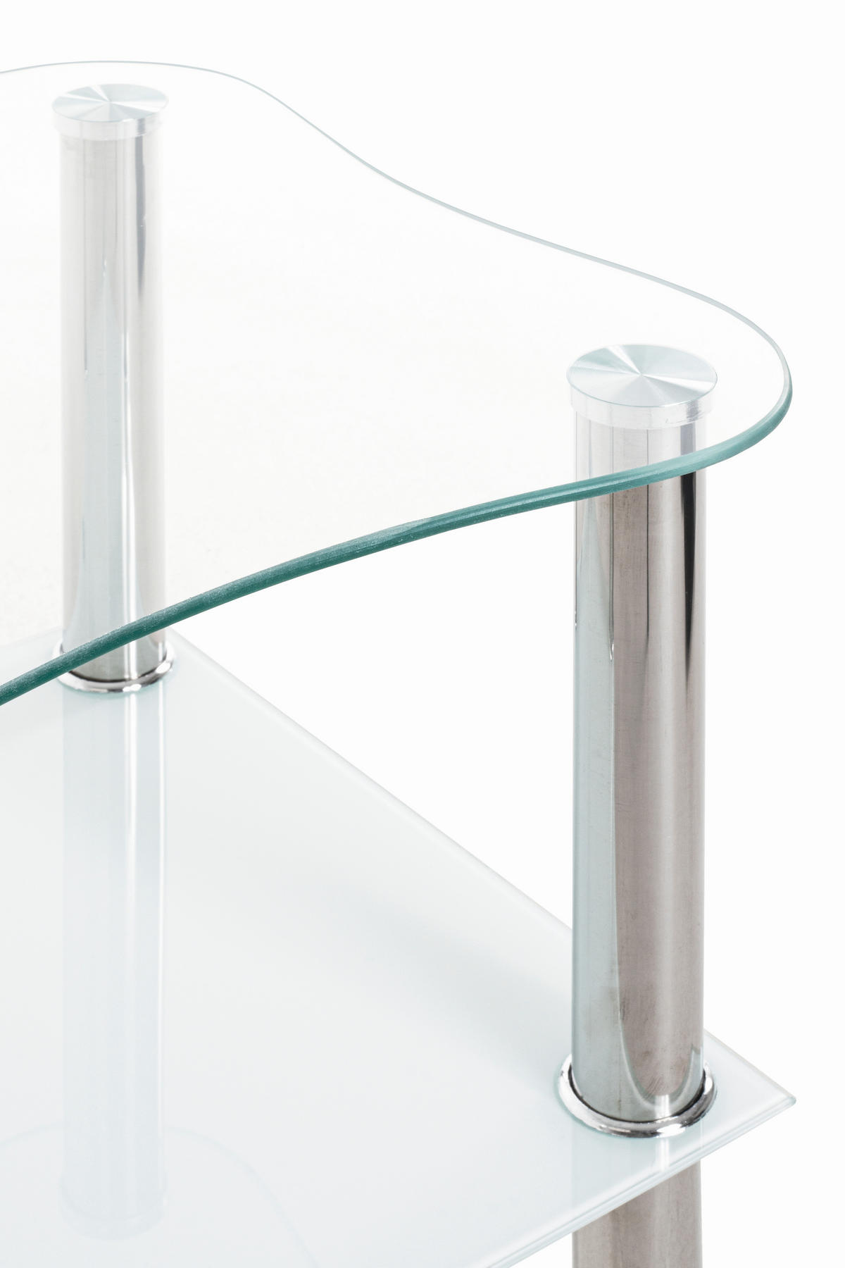 BEISTELLTISCH 40/40/47 cm Klar, Weiß, Edelstahlfarben formgebogen  - Klar/Edelstahlfarben, Design, Glas/Metall (40/40/47cm) - Carryhome