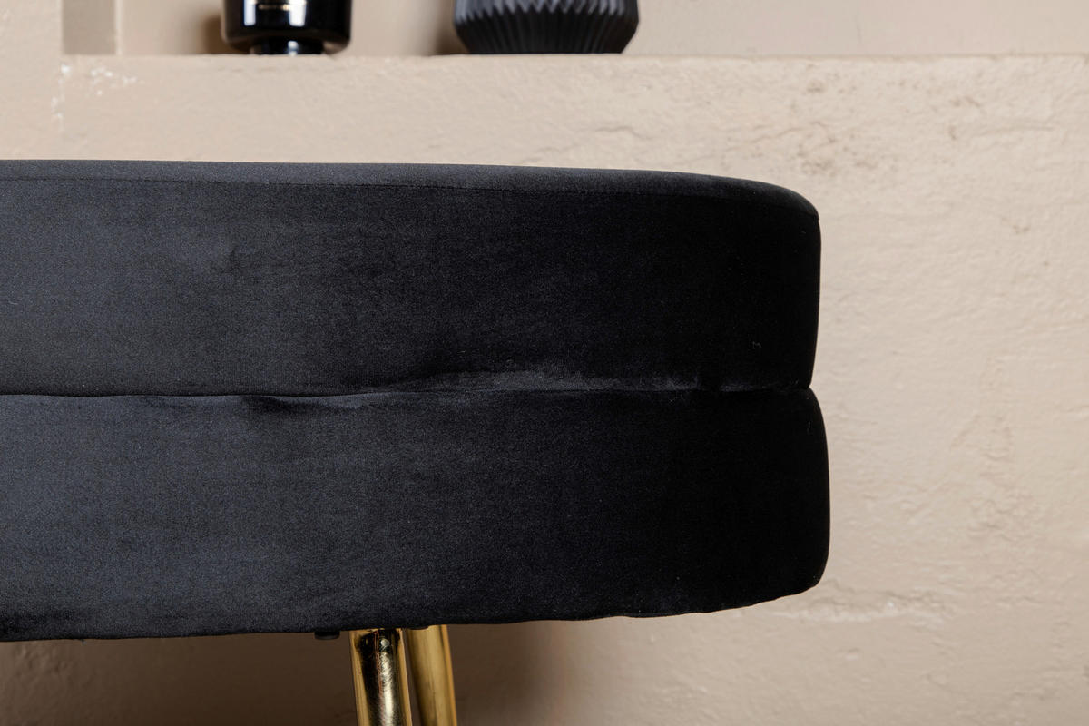 BÄNK i metall, textil svart, guldfärgad  - svart/guldfärgad, Design, metall/textil (100/41/40cm) - Livetastic