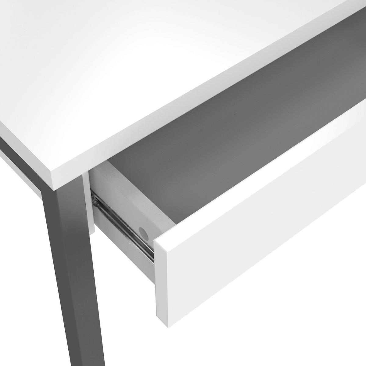 SCHREIBTISCH 101,6/40,0/76,5 cm  in Weiß Hochglanz  - Weiß Hochglanz/Grau, MODERN, Holzwerkstoff/Metall (101,6/40,0/76,5cm) - MID.YOU