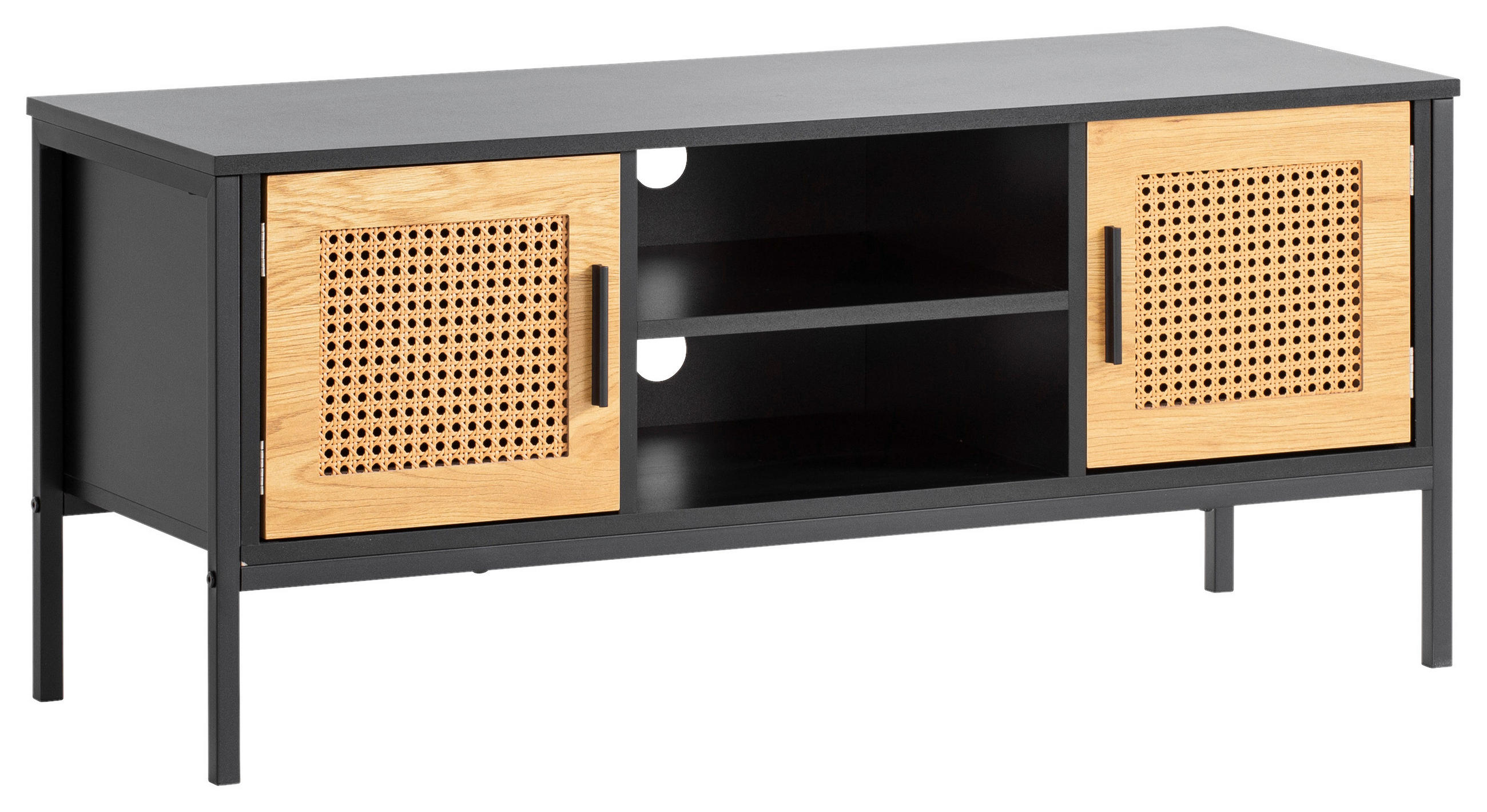 TV-BÄNK  i 110/48/40 cm  - brun/svart, Klassisk, metall/trämaterial (110/48/40cm) - Livetastic