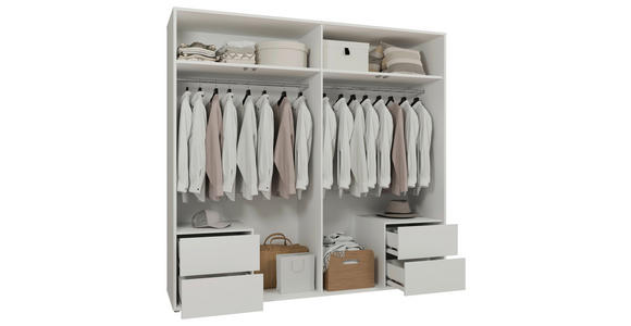 DREHTÜRENSCHRANK 224/214/60 cm,  in Weiß, Weiß Hochglanz, 4-türig  - Weiß Hochglanz/Weiß, Trend, Holzwerkstoff (224/214/60cm) - Carryhome