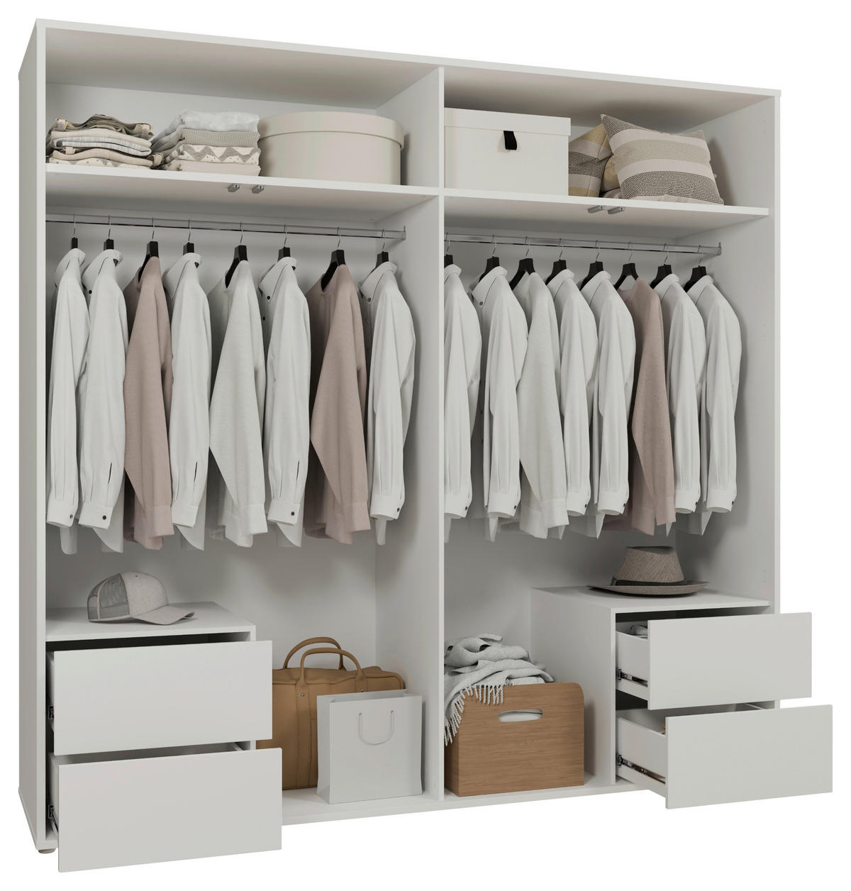 DREHTÜRENSCHRANK 224/214/60 cm,  in Weiß, Weiß Hochglanz, 4-türig  - Weiß Hochglanz/Weiß, Trend, Holzwerkstoff (224/214/60cm) - Carryhome