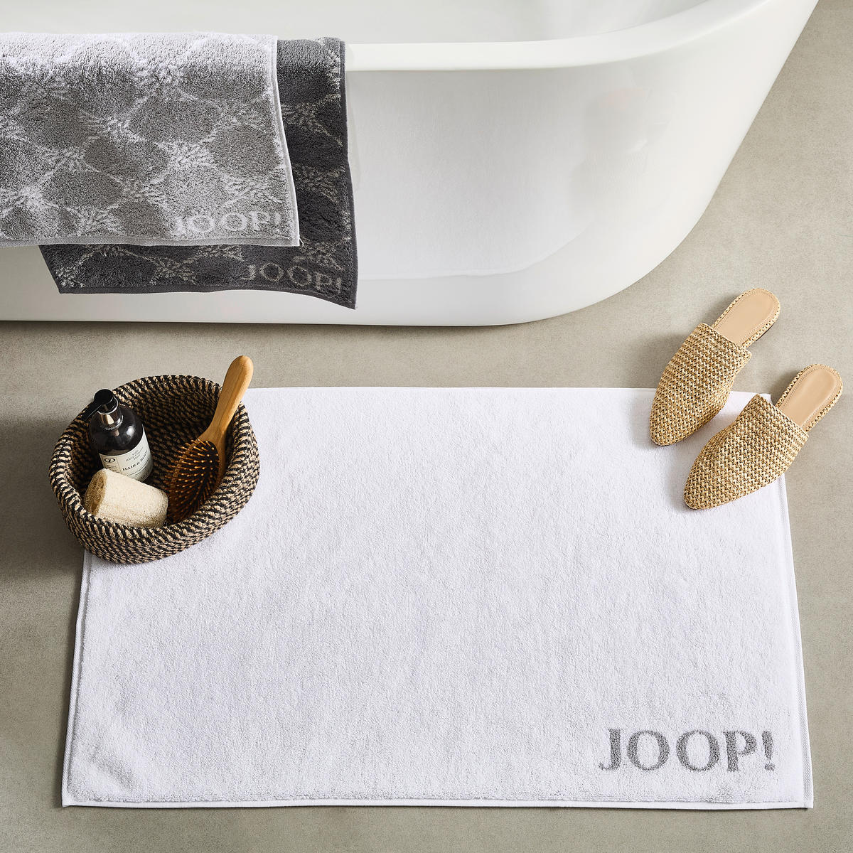 BADEMATTE 50/80 cm Weiß, Hellgrau  - Hellgrau/Weiß, Basics, Textil (50/80cm) - Joop!