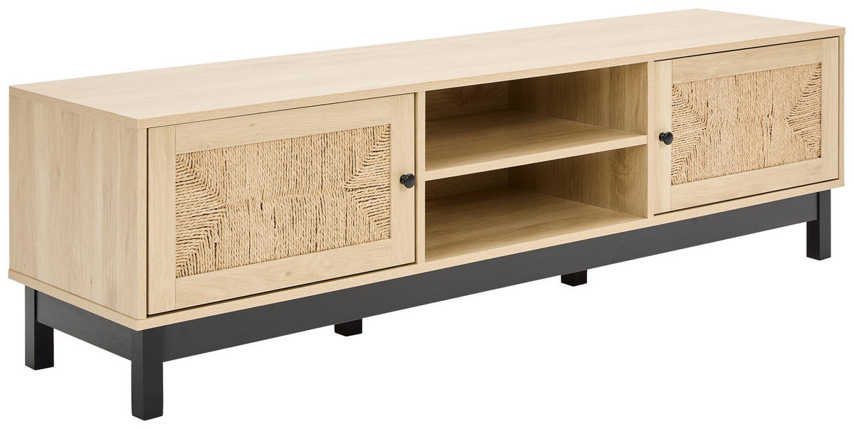 TV-BÄNK  i 160/45/39 cm  - svart/naturfärgad, Natur, metall/papper (160/45/39cm) - MID.YOU