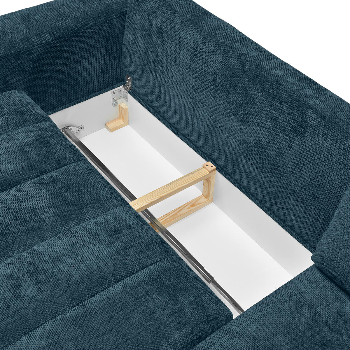 ECKSOFA Flachgewebe Petrol  - Schwarz Hochglanz/Petrol, Modern, Textil/Metall (273/93/166cm) - MID.YOU