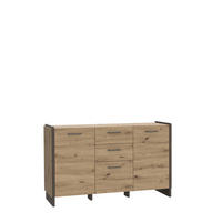 KOMMODE , 141,8/86,1/41,3 cm, 2 Schublade(n)  - Eiche Artisan/Grau, KONVENTIONELL, Holzwerkstoff/Kunststoff (141,8/86,1/41,3cm) - Hom`in