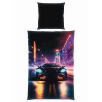 JUGENDBETTWÄSCHE 135/200 cm  - Lila/Schwarz, Design, Textil (135/200cm) - Herding