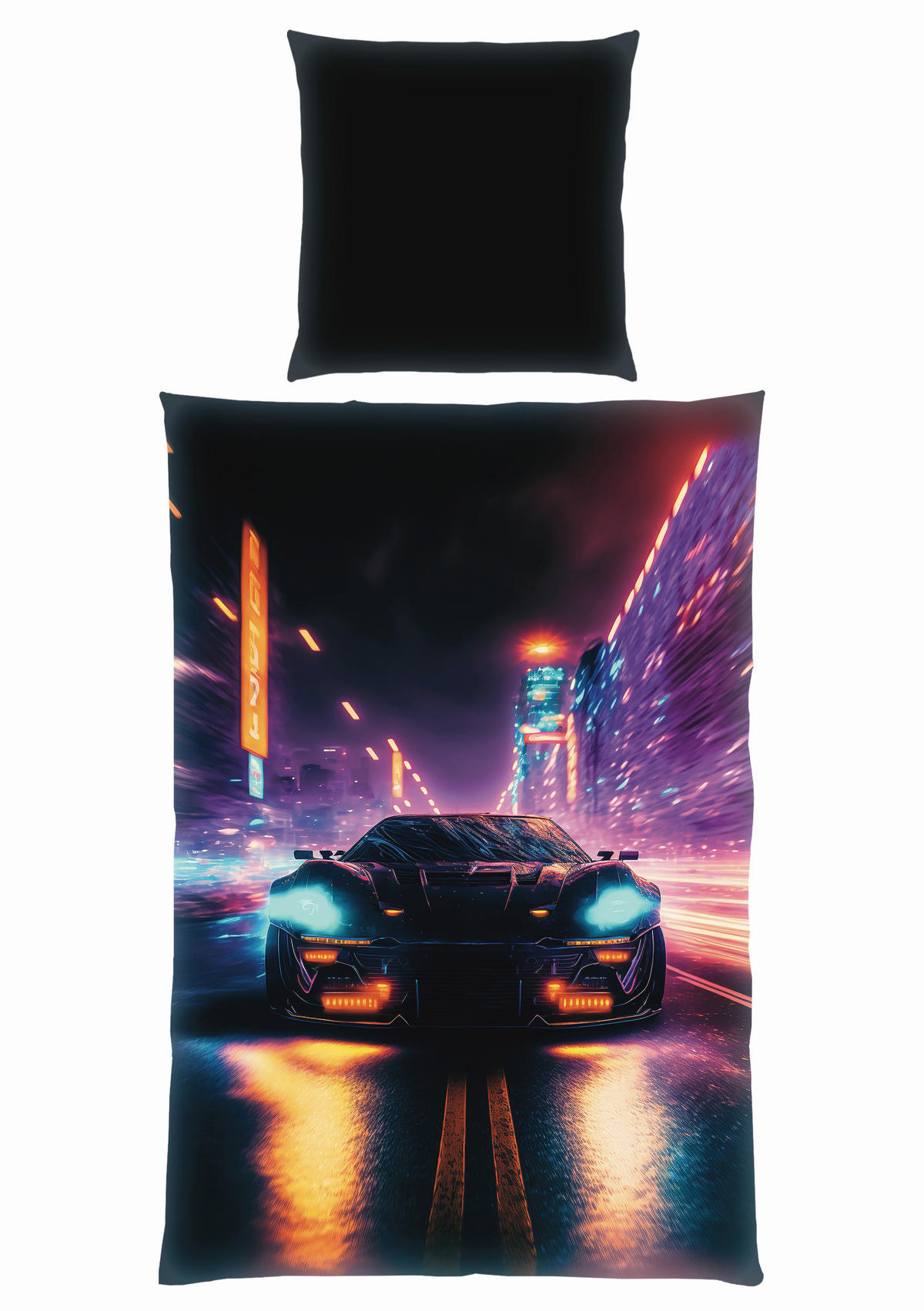 JUGENDBETTWÄSCHE 135/200 cm  - Lila/Schwarz, Design, Textil (135/200cm) - Herding