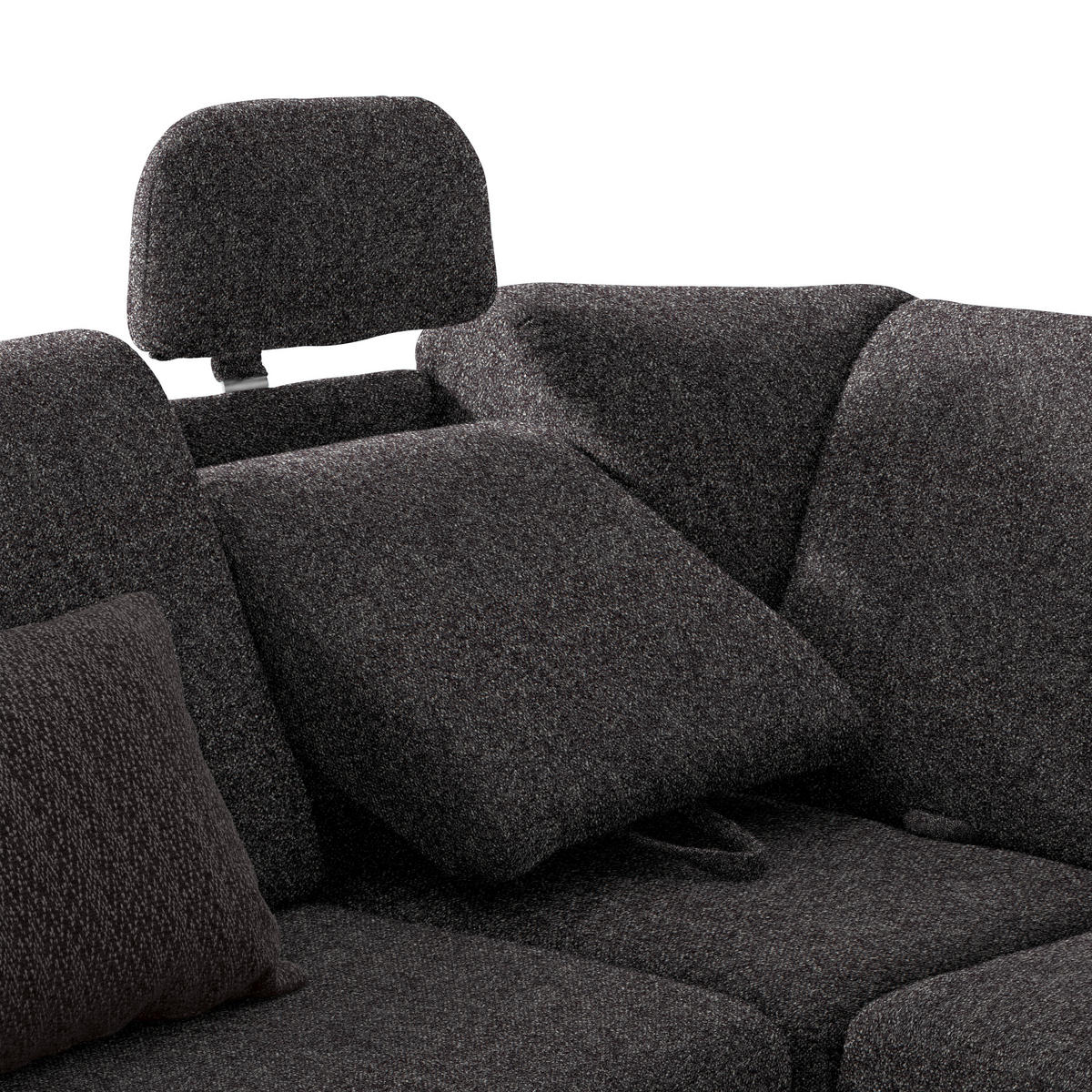 WOHNLANDSCHAFT in Chenille Dunkelbraun  - Dunkelbraun/Alufarben, KONVENTIONELL, Kunststoff/Textil (236/322/158cm) - Sedda