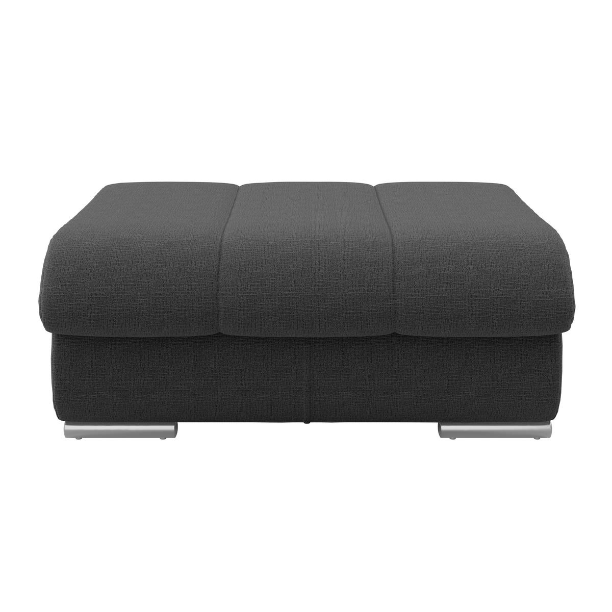 HOCKER Textil Schwarz  - Chromfarben/Schwarz, Modern, Textil/Metall (100/43/80cm) - Livetastic