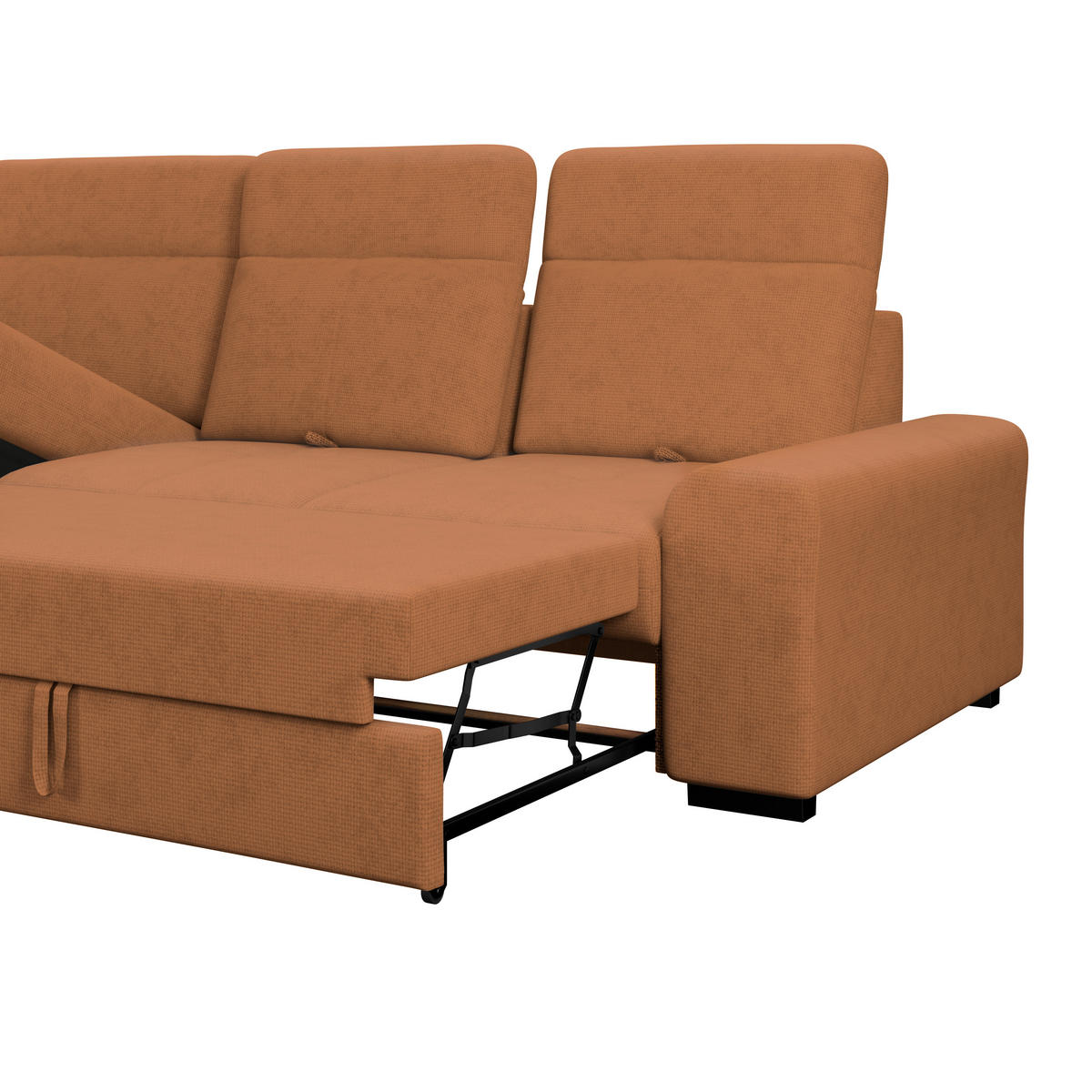 ECKSOFA Terracotta Chenille Rücken echt, Kopfteilverstellung  - Terracotta/Schwarz, KONVENTIONELL, Holz/Textil (203/286cm) - MID.YOU