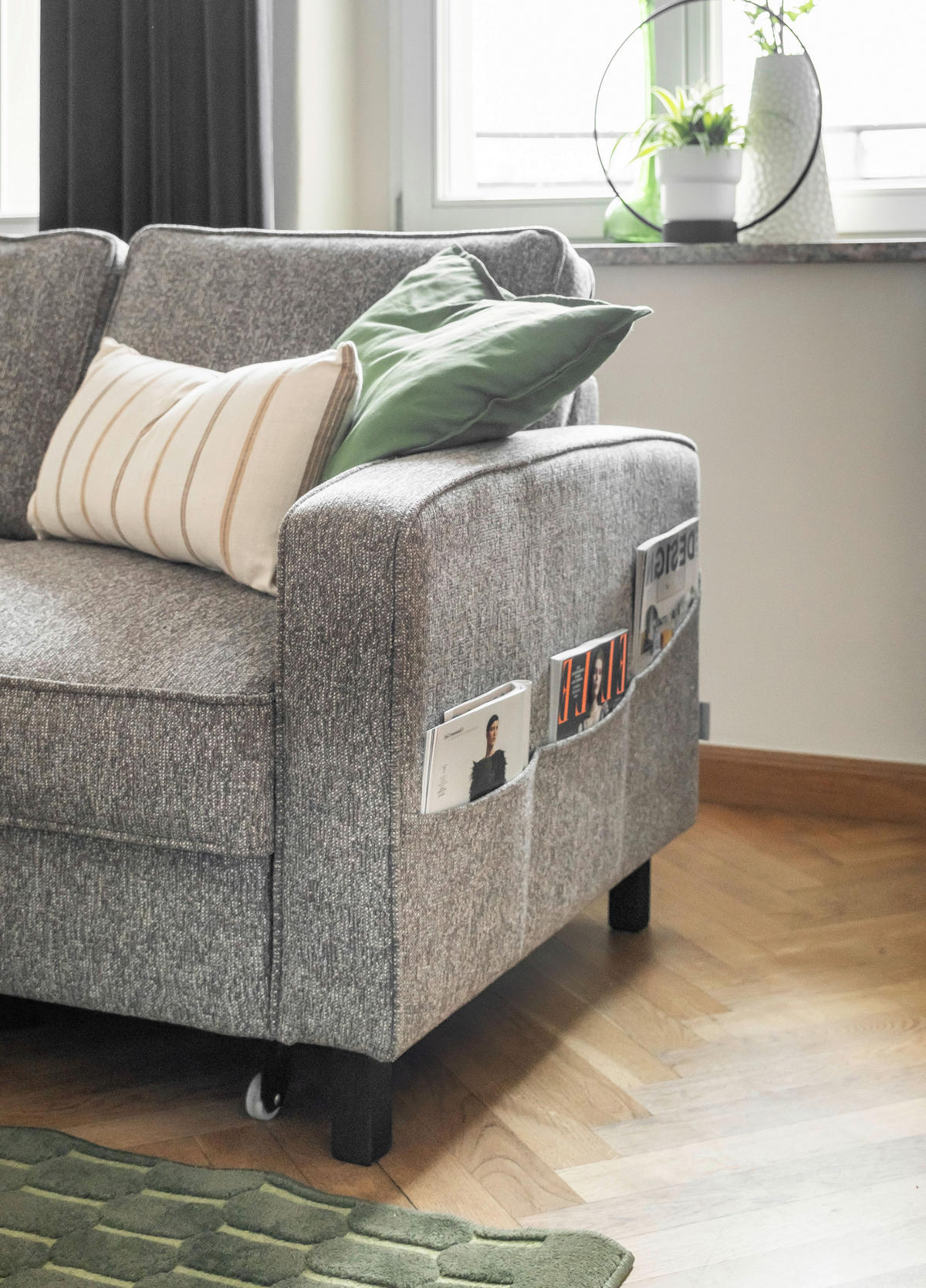 ECKSOFA in Struktur Grau  - Schwarz/Grau, Holz/Textil (148/228cm) - MID.YOU
