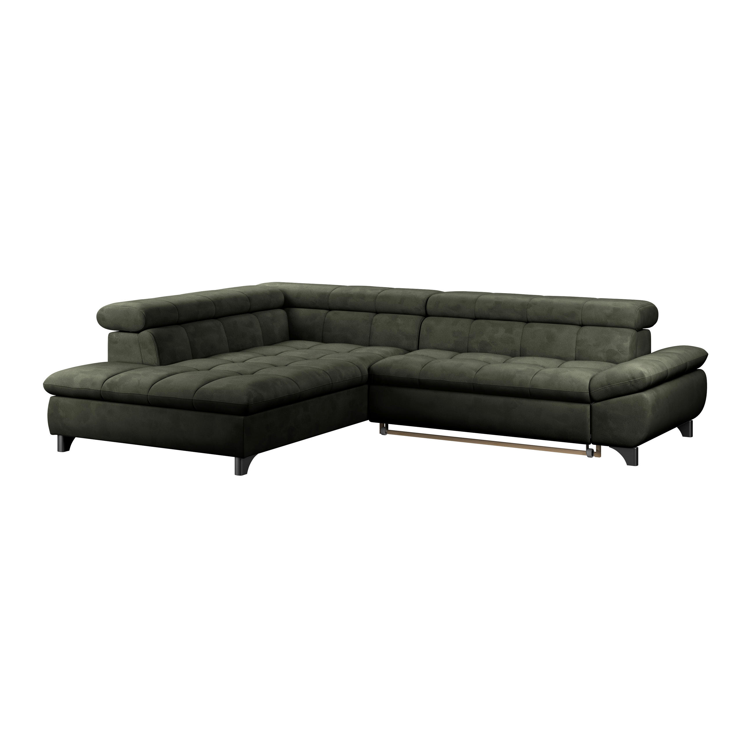 ECKSOFA Dunkelgrün Chenille  - Chromfarben/Dunkelgrün, KONVENTIONELL, Textil/Metall (234/312cm) - Livetastic
