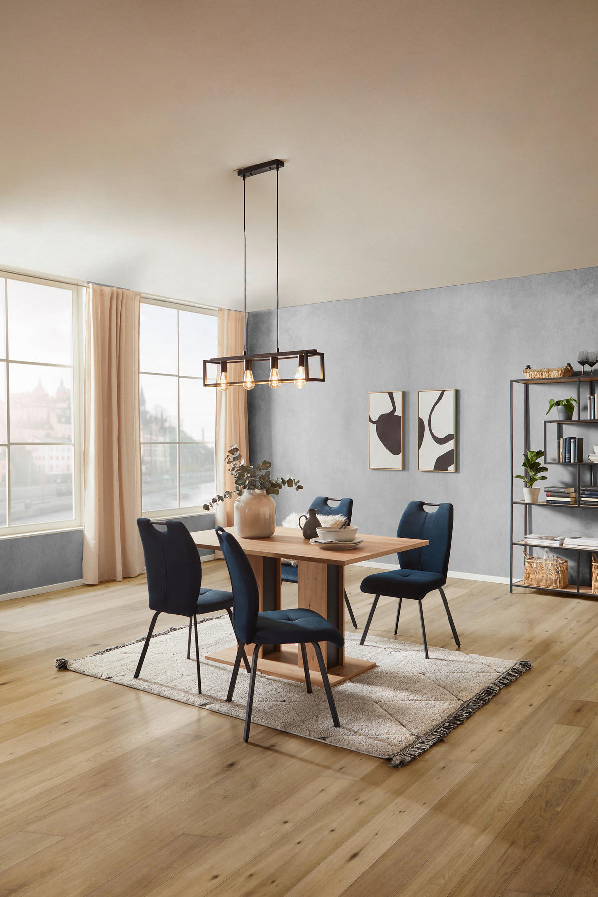 ESSTISCH rechteckig Eiche Artisan  - Schwarz/Eiche Artisan, KONVENTIONELL, Holzwerkstoff (138/74/90cm) - home24