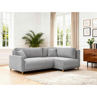 ECKSOFA MILOS Hellgrau Cord Rückenkissen, Bettkasten, Schlaffunktion, Rücken echt  - Hellgrau/Naturfarben, Design, Textil (224/148cm) - P & B