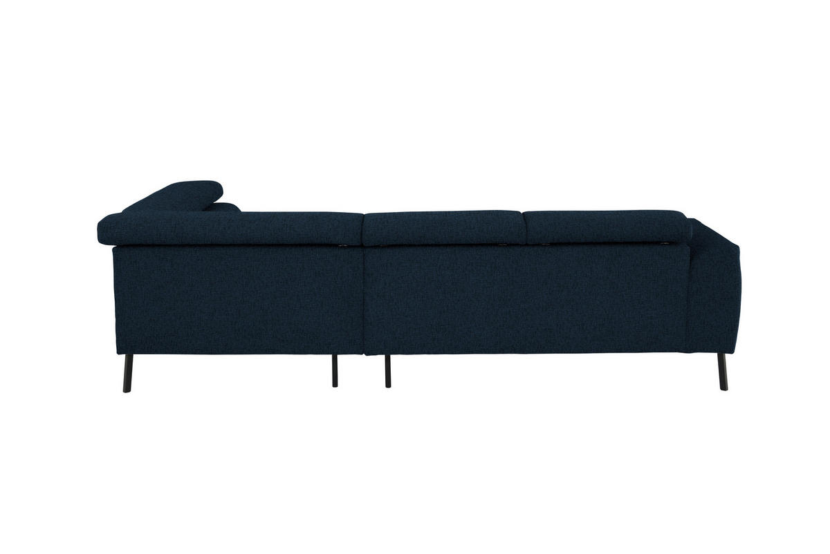 ECKSOFA in Chenille Dunkelblau  280/205 cm  - Schwarz/Dunkelblau, Design, Textil/Metall (280/205cm) - Xora