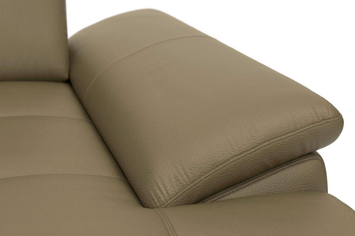 ECKSOFA COSTELLO E Olivgrün Echtleder Nierenkissen, Armteilverstellung, Sitztiefenverstellung  - Schwarz/Olivgrün, Basics, Leder/Textil (301/176cm) - Sit & More