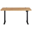 SCHREIBTISCH 160/77/76-119 cm Eichefarben elektrisch höhenverstellbar  - Eichefarben/Schwarz, MODERN, Holz/Metall (160/77/76-119cm) - Linea Natura