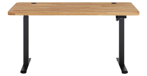 SCHREIBTISCH 160/77/76-119 cm Eichefarben elektrisch höhenverstellbar  - Eichefarben/Schwarz, MODERN, Holz/Metall (160/77/76-119cm) - Linea Natura