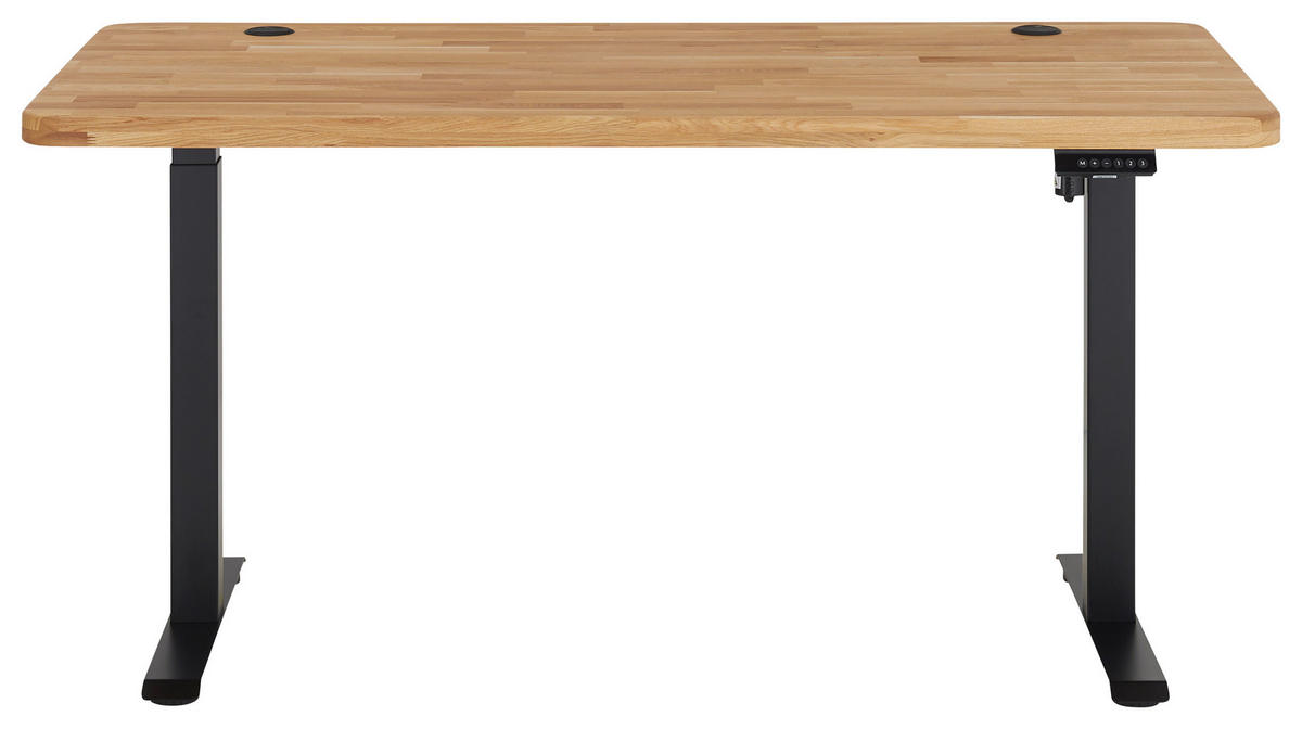 SCHREIBTISCH 160/77/76-119 cm Eichefarben elektrisch höhenverstellbar  - Eichefarben/Schwarz, MODERN, Holz/Metall (160/77/76-119cm) - Linea Natura