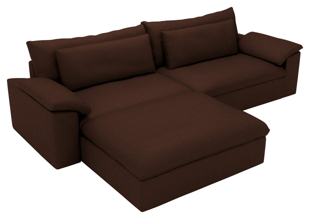 ECKSOFA  Chenille Dunkelbraun  - Dunkelbraun/Schwarz, Modern, Kunststoff/Textil (198/306cm) - Carryhome