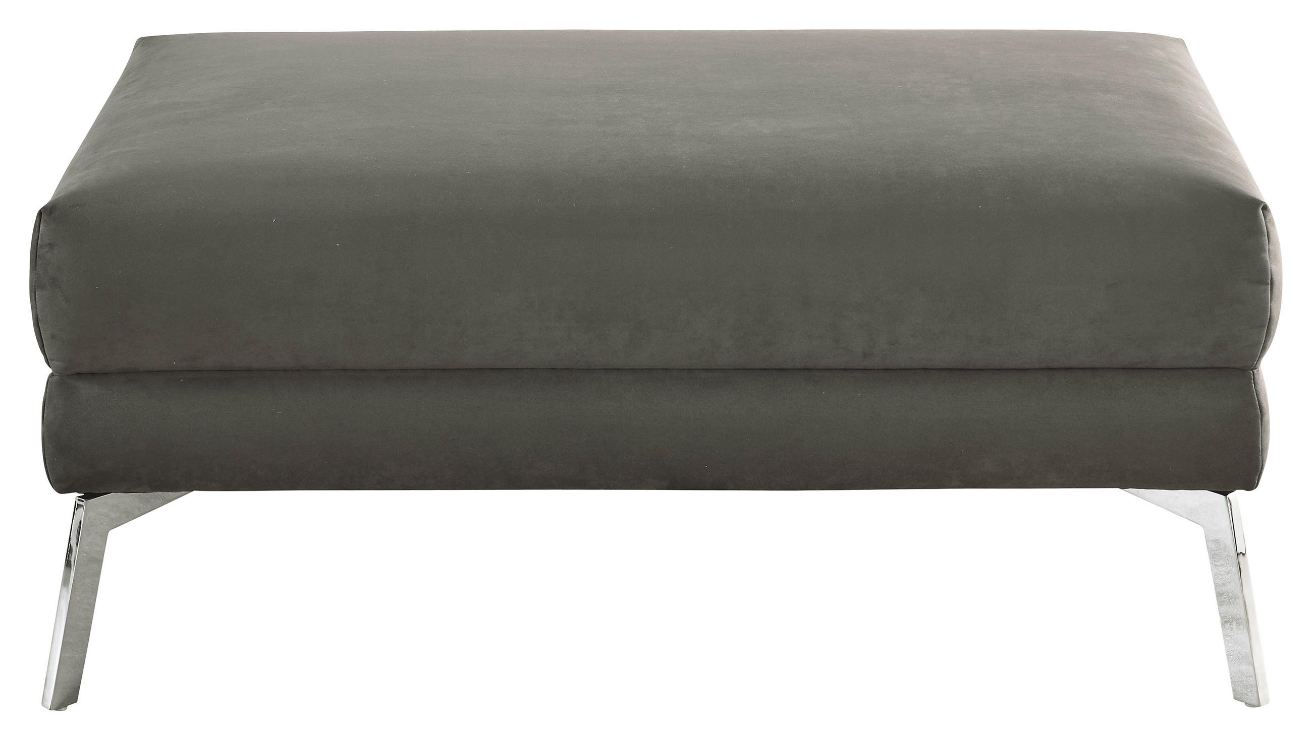 HOCKER in Textil Graphitfarben  - Chromfarben/Graphitfarben, Design, Textil/Metall (109/44/74cm) - Dieter Knoll