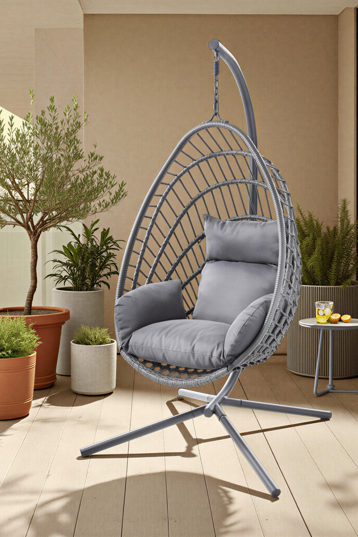 FÜGGŐFOTEL 95/190/100 cm  - sötétszürke/antracit, Design, műanyag/textil (95/190/100cm) - Ambia Garden