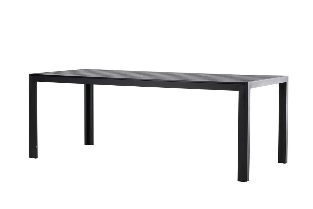 GARTENTISCH Metall, Kunststoff Schwarz rechteckig  - Schwarz, MODERN, Kunststoff/Metall (205/90/74cm) - Gardenson